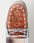 American Darling ADFT133SB4 Hand tooled carved genuine leather trim lightweight shoe footwear slip on