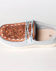 American Darling ADFT133SB4 Hand tooled carved genuine leather trim lightweight shoe footwear slip on