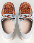 American Darling ADFT133SB4 Hand tooled carved genuine leather trim lightweight shoe footwear slip on