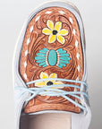 American Darling ADFT133SB5 Hand tooled carved genuine leather trim lightweight shoe footwear slip on