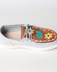 American Darling ADFT133SB5 Hand tooled carved genuine leather trim lightweight shoe footwear slip on