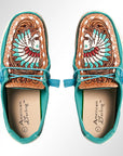 American Darling ADFT133TR1 Hand tooled carved genuine leather trim lightweight shoe footwear slip on