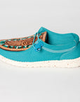 American Darling ADFT133TR8 Hand tooled carved genuine leather trim lightweight shoe footwear slip on