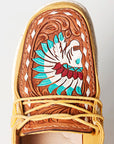American Darling ADFT133YL1 Hand tooled carved genuine leather trim lightweight shoe footwear slip on