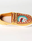 American Darling ADFT133YL1 Hand tooled carved genuine leather trim lightweight shoe footwear slip on