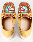 American Darling ADFT133YL1 Hand tooled carved genuine leather trim lightweight shoe footwear slip on