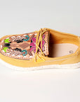 American Darling ADFT133YL2 Hand tooled carved genuine leather trim lightweight shoe footwear slip on