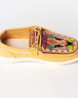 American Darling ADFT133YL2 Hand tooled carved genuine leather trim lightweight shoe footwear slip on