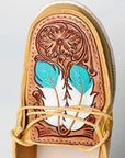 American Darling ADFT133YL3 Hand tooled carved genuine leather trim lightweight shoe footwear slip on
