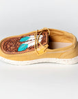 American Darling ADFT133YL3 Hand tooled carved genuine leather trim lightweight shoe footwear slip on