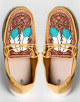 American Darling ADFT133YL3 Hand tooled carved genuine leather trim lightweight shoe footwear slip on