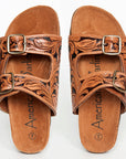American Darling ADFTE103A Hand tooled carved genuine leather sandal footwear flip flop