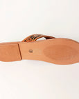 American Darling ADFTE104A Hand tooled carved genuine leather sandal footwear flip flop