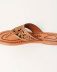 American Darling ADFTE104A Hand tooled carved genuine leather sandal footwear flip flop