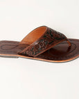 American Darling ADFTE104B Hand tooled carved genuine leather sandal footwear flip flop