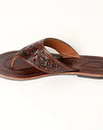 American Darling ADFTE104B Hand tooled carved genuine leather sandal footwear flip flop