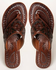 American Darling ADFTE104B Hand tooled carved genuine leather sandal footwear flip flop