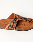 American Darling ADFTE105 Hand tooled carved genuine leather sandal footwear flip flop