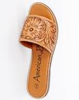 American Darling ADFTE106 Hand tooled carved genuine leather sandal footwear flip flop