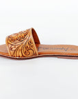American Darling ADFTE106 Hand tooled carved genuine leather sandal footwear flip flop