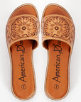 American Darling ADFTE106 Hand tooled carved genuine leather sandal footwear flip flop