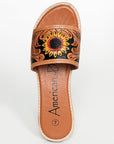 American Darling ADFTE106A Hand tooled carved genuine leather sandal footwear flip flop