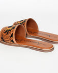 American Darling ADFTE106A Hand tooled carved genuine leather sandal footwear flip flop