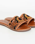 American Darling ADFTE106A Hand tooled carved genuine leather sandal footwear flip flop