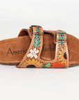 American Darling ADFTE107 Hand tooled carved genuine leather sandal footwear flip flop