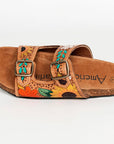 American Darling ADFTE107 Hand tooled carved genuine leather sandal footwear flip flop