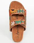 American Darling ADFTE107 Hand tooled carved genuine leather sandal footwear flip flop