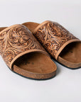 American Darling ADFTE108 Hand tooled carved genuine leather sandal footwear flip flop