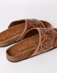 American Darling ADFTE108 Hand tooled carved genuine leather sandal footwear flip flop