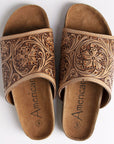 American Darling ADFTE108 Hand tooled carved genuine leather sandal footwear flip flop