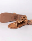 American Darling ADFTE109 Hand tooled carved genuine leather sandal footwear flip flop