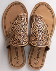 American Darling ADFTE109 Hand tooled carved genuine leather sandal footwear flip flop