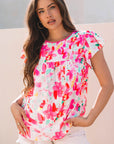 Marlee Floral Flutter Sleeve Casual Blouse
