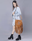 American Darling Messenger Hand Tooled Hair-On Genuine Leather women bag western handbag purse