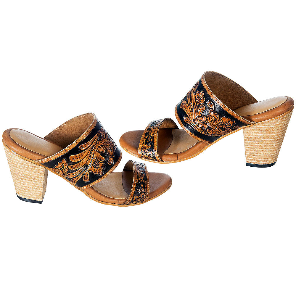 American Darling ADFT111 Hand tooled carved genuine leather sandal footwear flip flop