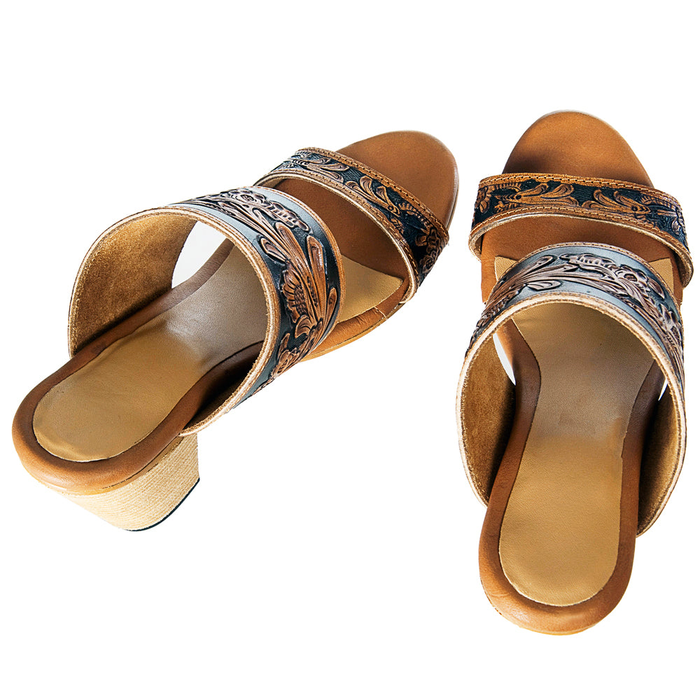 American Darling ADFT111 Hand tooled carved genuine leather sandal footwear flip flop