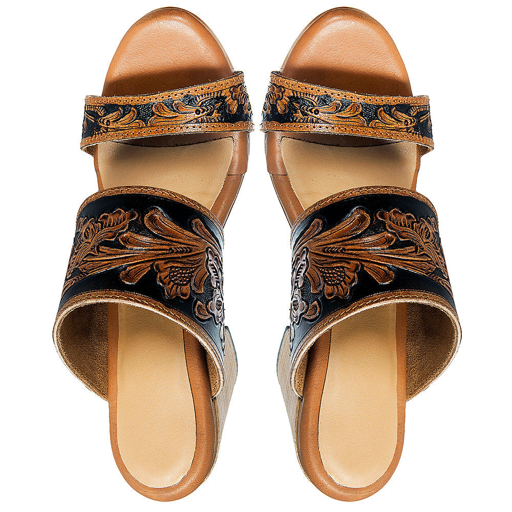 American Darling ADFT111 Hand tooled carved genuine leather sandal footwear flip flop