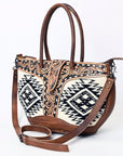 American Darling ADBG1084 Tote Hand Tooled Saddle Blanket Genuine Leather women bag western handbag purse