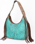 ADBG1164 American Darling Hobo Hand Tooled Crocodile embossed Genuine Leather women bag western handbag purse