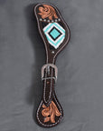 HILASON Horse Beaded Breast Collar One Ear Headstall Noseband Genuine Leather Brown