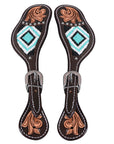 HILASON Horse Beaded Breast Collar One Ear Headstall Noseband Genuine Leather Brown