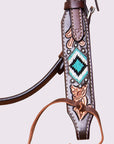 HILASON Western Horse Floral Breast Collar Headstall Genuine Leather Brown