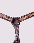 HILASON Western Horse Floral Breast Collar Headstall Genuine Leather Brown