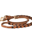 Hilason Western Horse American Leather Laced Barrel Roper Reins Brown