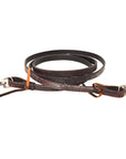 Hilason Western Horse American Leather Latigo Ends Roper Reins Dark Brown