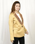 Genuine leather Hand tooled hand carved Women Blazer dress jacket ladies Girl